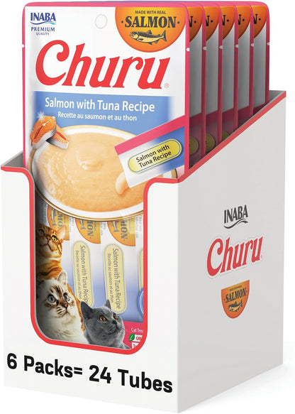 INABA Churu Cat Treats, Lickable, Squeezable Creamy Purée Cat Treat with Green Tea Extract & Taurine, 0.5 Ounces Each Tube, 24 Tubes (4 per Pack), Chicken Recipe16