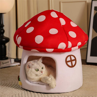 LYFJMUS Mushroom Cat Bed for Indoor Cats Mushroom Cow Shape Cat Cave Bed Cat Tent with Removable & Washable Cushion Pillow Cat House Bed for Cats Small Dogs ﻿6