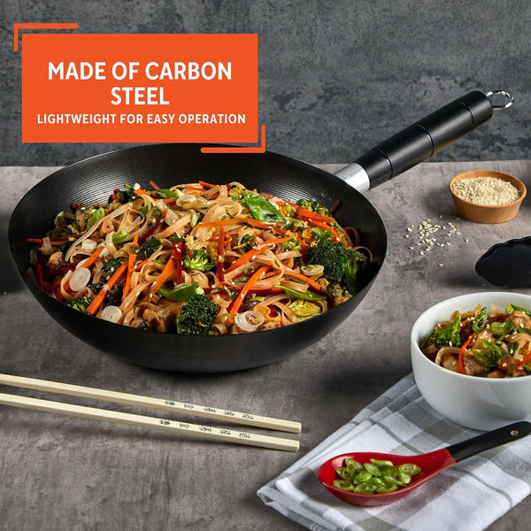 9.5 Inch Carbon Steel Nonstick Wok with Cool-Touch Handle, Black | Cool-Touch Handle, Ideal for Stir Fry, Great for Everyday Meals3