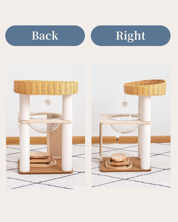 Modern Cat Tree for Large Cats, Modern Cat Tree Tower with Wide Shelves Cotton Scratching Posts, Super Sturdy Base, Cozy Perches, and Interactive Toys for Indoor Kittens 31-Inch18