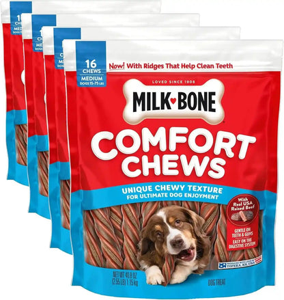 Milk-Bone Comfort Chews, Unique Chewy Texture & Real Beef, 16 Dog Chews | 40.8-Oz. Bag, for Dogs 15-75 Lbs., Rawhide-Free Dog Chews, Made with Real Beef11
