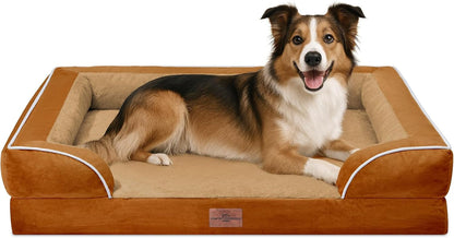Comfort Expression Orthopedic Dog Bed for Extra Large Dogs with Bolster | Waterproof Dog Couch Bed with Washable Cover & Non-Slip Bottom, Supportive Egg Crate Foam XL Pet Bed, 42X30 Inch38