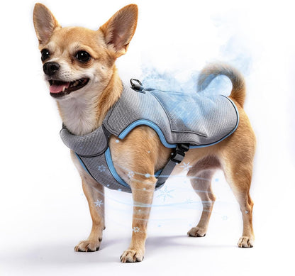 Mora Pets Dog Cooling Vest with Ice Packs, Reflective Adjustable Cooling Vest for Dogs with Leash Ring for Hot Weather Cooling Harness for Large Medium Dogs Grey(Pdv-Gel-Gl)13