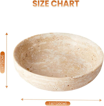 Travertine Decorative Bowls for Home Decor, Natural Stone Centerpiece Fruit & Key Bowl, Modern Organic Catch-All for Kitchen Counter, Entryway & Coffee Table2
