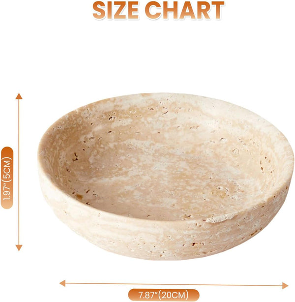 Travertine Decorative Bowls for Home Decor, Natural Stone Centerpiece Fruit & Key Bowl, Modern Organic Catch-All for Kitchen Counter, Entryway & Coffee Table2