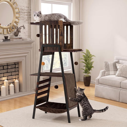 Cat Tree Tower, Large Multi-Level Cat Condo with Scratching Post, Vintage Brown1