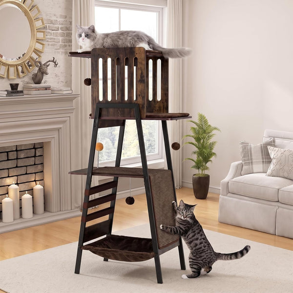 Cat Tree Tower, Large Multi-Level Cat Condo with Scratching Post, Vintage Brown1