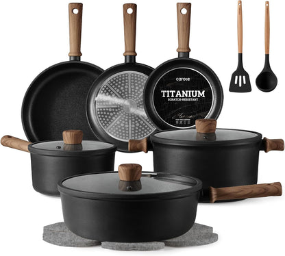 16Pcs Pots and Pans Set, Nonstick Cookware Sets | Titanium Reinforced Coating, Scratch-Resistant, Easy to Clean, Even Heating, Induction Compatible, with Frying Pans Set1