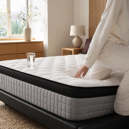 12-Inch Full Mattress,Memory Foam and Spring Hybrid Mattress, Medium Firmness, Lumbar Support, Suitable for Home Bedrooms and Hotels, Boxed, with Pressure Relief and Sound Insulation Features4