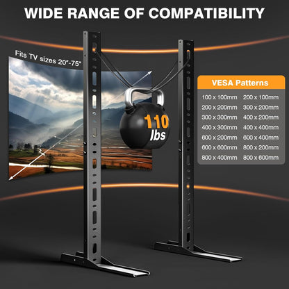 TAVR Universal Table Top TV Stand Mount, TV Legs for Most 20-75 Inch Tvs | Replacement TV Feet with Great Load-Bearing Holds up to 110 Lbs, TV Stands Base with Cable Management, Max VESA 800X600Mm8