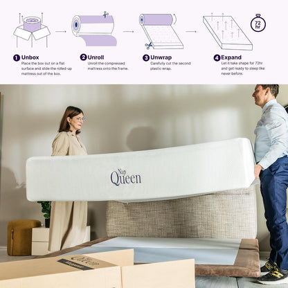 8 Inch Queen Size Mattress, Bamboo Charcoal Memory Foam Mattress, Bed in a Box, White3