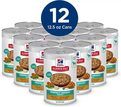 Hill'S Science Diet Adult Perfect Weight Wet Dog Food | #1 Veterinarian Recommended, Vegetable & Chicken Stew, 12.5 Oz. Cans, 12-Pack3