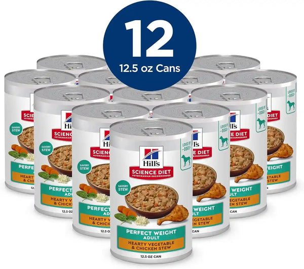 Hill'S Science Diet Adult Perfect Weight Wet Dog Food | #1 Veterinarian Recommended, Vegetable & Chicken Stew, 12.5 Oz. Cans, 12-Pack3