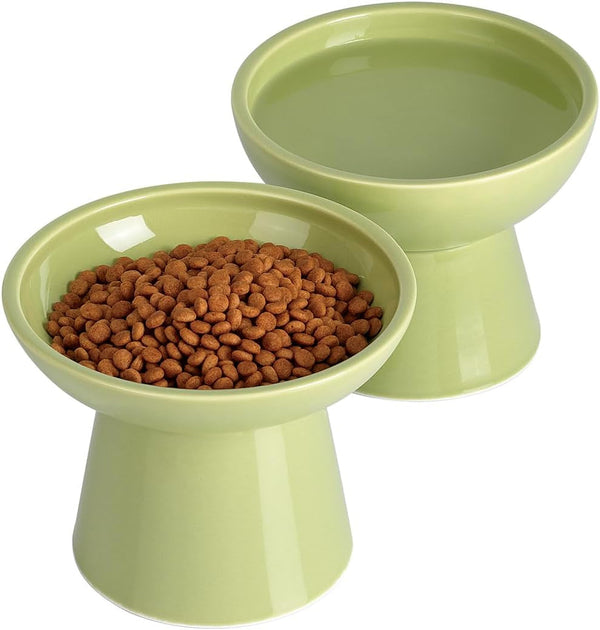 Loejan Elevated Cat Food and Water Bowls Set, Extra Wide and Raised Ceramic Bowls, Anti-Vomit Whisker-Free Pressure Cat Feeder for Kittens to Adult Cats and Small Dogs (White, Water Bowl)11