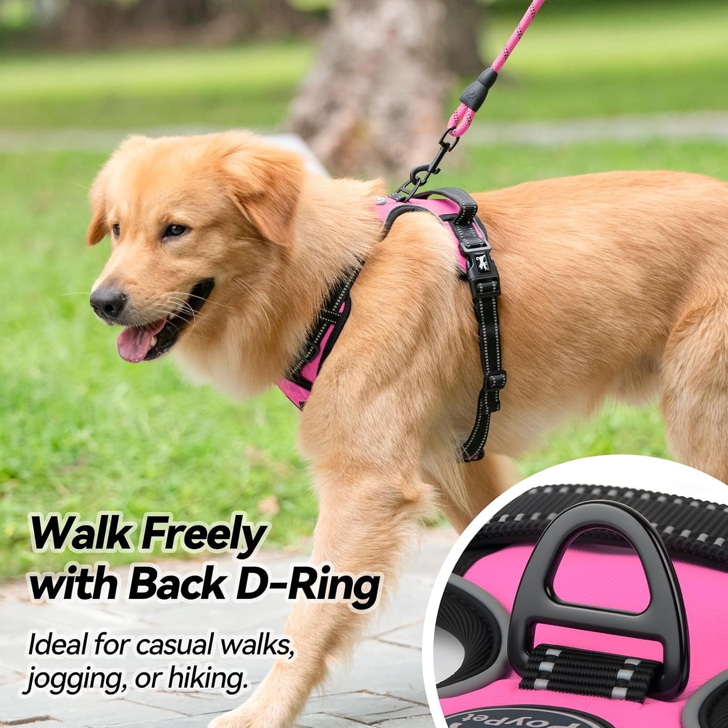 poypet-no-pull-dog-harness-no-choke-front-lead-dog-reflective-harness-adjustable-soft-padded-pet-vest-with-easy-control-handle-for-small-to-large-dogspink-medium