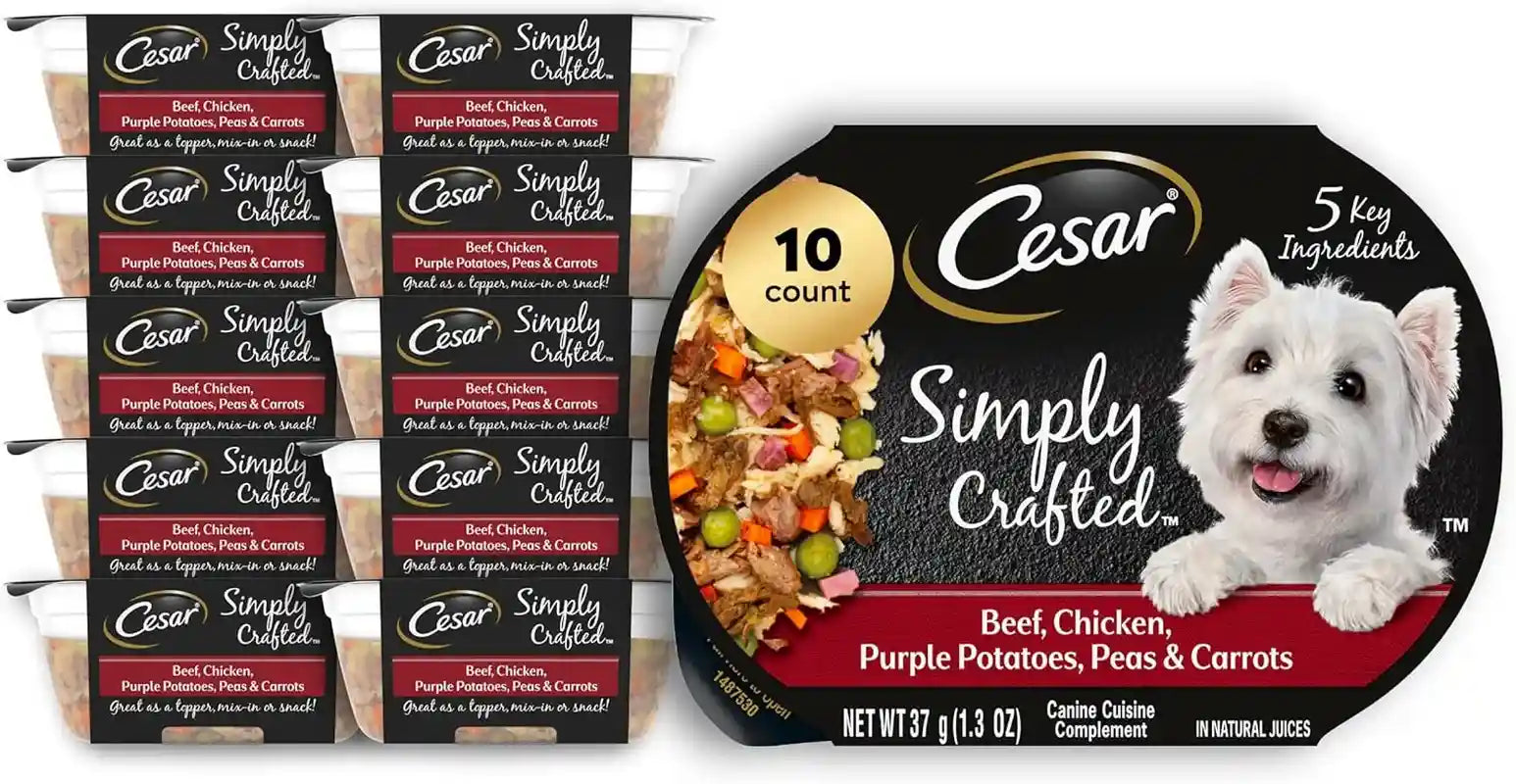 cesar-simply-crafted-wet-dog-food-toppers-chicken-1-3-oz-10-count-real-chicken-1-ingredient-no-by-products-or-artificial-flavors-slow-cooked-easy-to-digest-single-serve-tubs