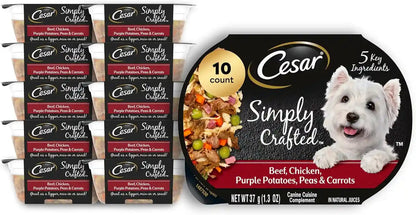 Cesar Simply Crafted Wet Dog Food Toppers, Chicken, 1.3 Oz, 10 Count | Real Chicken #1 Ingredient, No By-Products or Artificial Flavors, Slow-Cooked, Easy to Digest, Single-Serve Tubs16