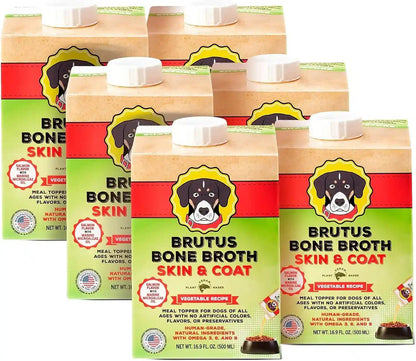 Brutus Beef Bone Broth for Dogs - All Natural Dog Bone Broth with Liquidchondroitin Glucosamine & Turmeric - Human Grade Dog Food Toppers for Picky Eaters - Tasty & Nutritious 16.9Oz (Pack of 6)11