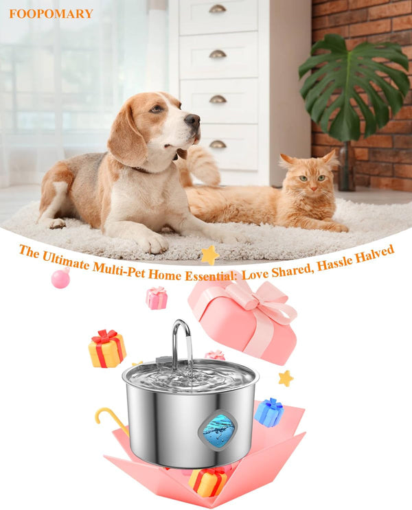 Cat Water Fountain Stainless Steel [3.2L/108Oz] Large Capacity Automatic Water Dispenser for Cats Indoor with 3 Filters Kit, LED Water Level Window, Easy to Clean, Ideal for Cats Dogs Multi-Pet Home9