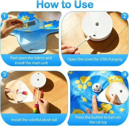 Interactive Cat Toys for Indoor Cats, Rechargeable Hide & Seek Toy | Touch Activated, 3 Speed Modes, Realistic Bird Chirps, 10-Min Auto Shutoff, Hidden Feather Wand for Bored Adult Cats, Blue6