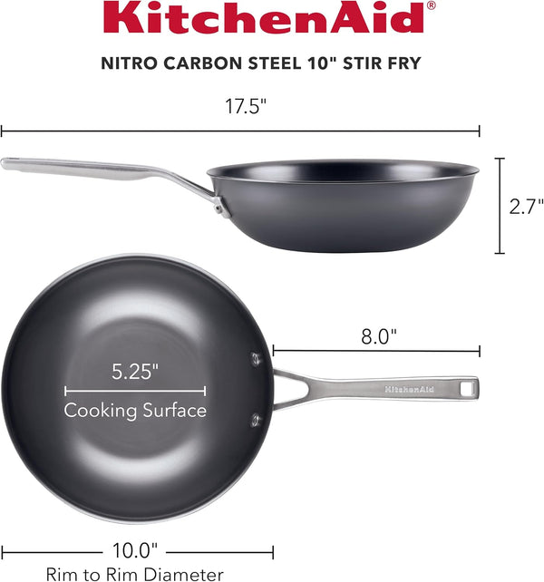 Kitchenaid NITRO Carbon Steel Wok, 10-Inch Nitrided Carbon Steel Pan, Stir Fry Pan, Gray3
