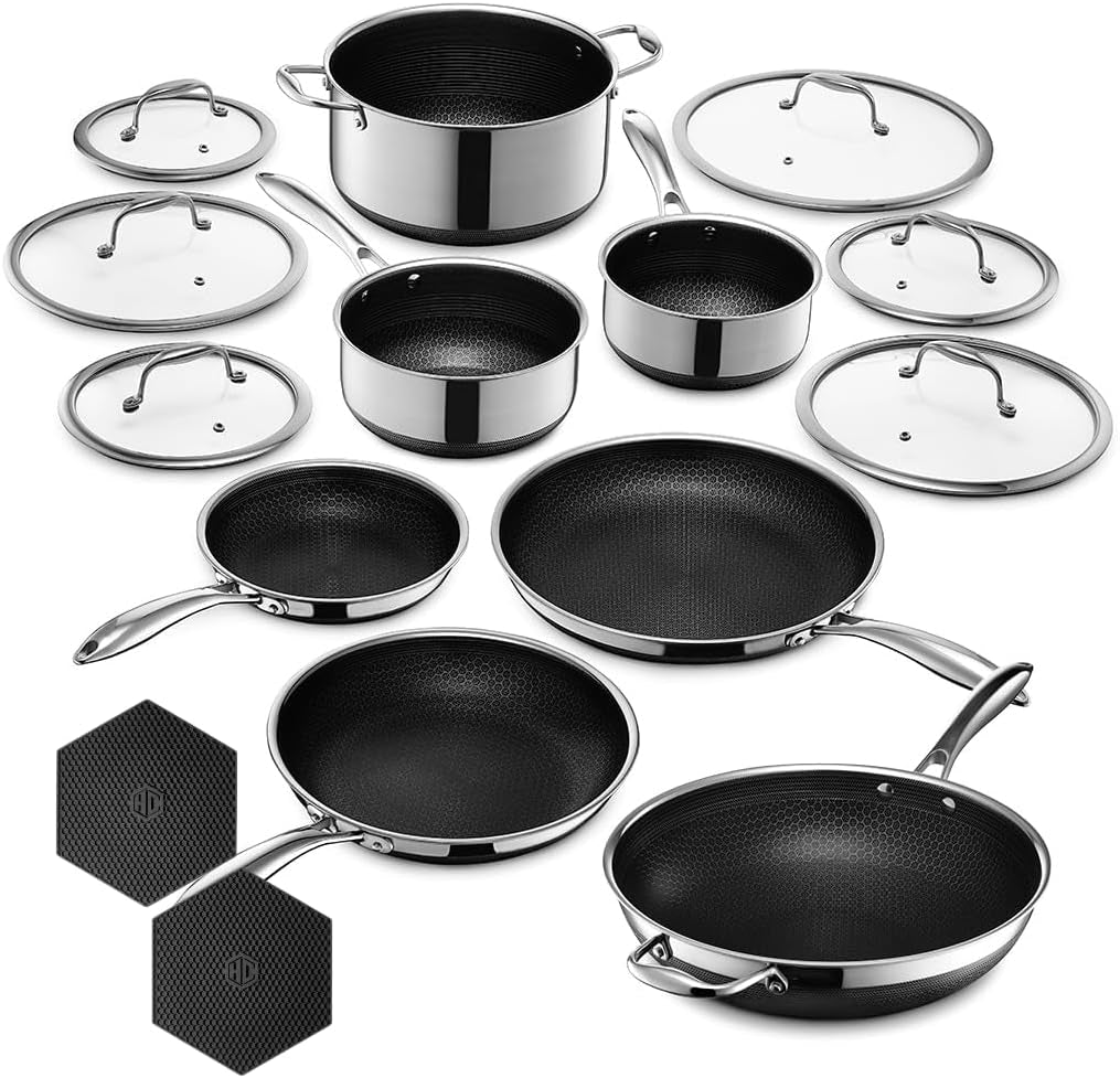 hexclad-hybrid-nonstick-15-piece-cookware-set-12-wok-8-10-and-12-pans-with-lids-2-3-and-8qt-pots-with-lids-and-2-silicone-trivets-stay-cool-handles-dishwasher-and-oven-safe