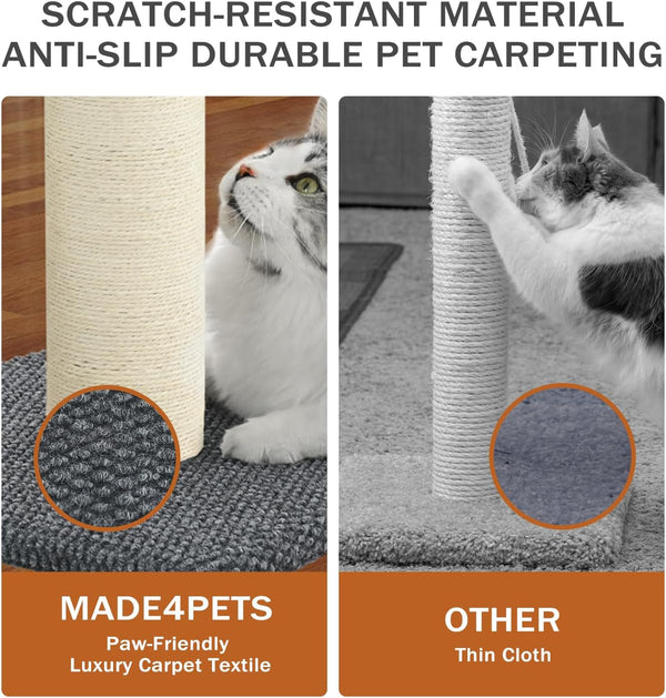 Made4Pets Tall Cat Scratching Post with Sisal & Carpet for Indoor Cats, 33" | Cat Scratcher with Wide Stable Base, Interactive Hanging Toys, Ideal for Adult Cats, Large Breeds and Full-Body Stretching5