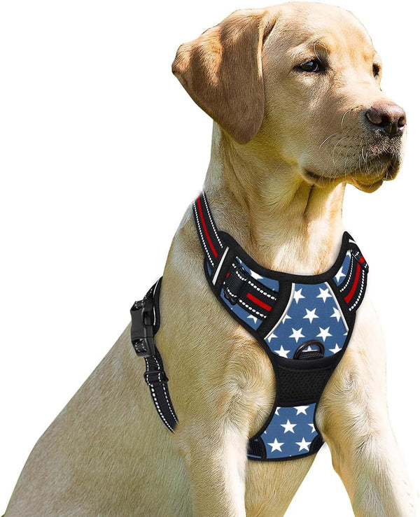 BARKBAY Dog Harness No Pull with ID Tag Pocket - Heavy Duty, Reflective, Easy Control for Large Dogs(Blue,L)29