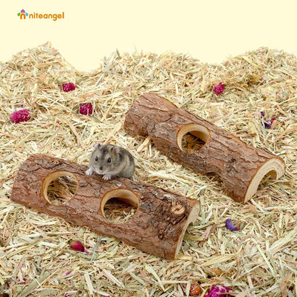 Niteangel Natural Wooden Hamster Mouse Tunnel Tube Toy Forest Hollow Tree Trunk7