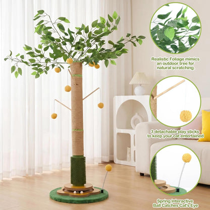 Tall Cat Scratching Post 51 Inch, Sisal Rope Cat Scratcher Tree | for Indoor Cats, Kittens and Large Cats to Stretch, Scratch, Play and Self-Groom; Suitable for Living Rooms and Cat Spaces.3
