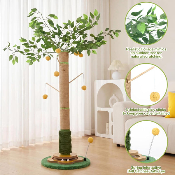 Tall Cat Scratching Post 51 Inch, Sisal Rope Cat Scratcher Tree | for Indoor Cats, Kittens and Large Cats to Stretch, Scratch, Play and Self-Groom; Suitable for Living Rooms and Cat Spaces.3