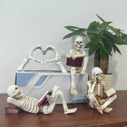 Gothic Skeleton Heart Hands Sculpture 6.3"- Unique until Death Bone Heart Love Sign -Halloween Home Decor, Gothic Wedding Gift, Shelf Desktop Ornament4