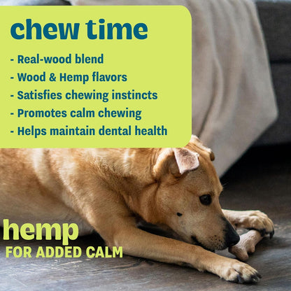 Dogwood Calming Dog Chew Toy – Real-Wood Blend, Moderate Chewers, Medium, 7.5", 2-Pack (Natural & Hemp Flavors)3