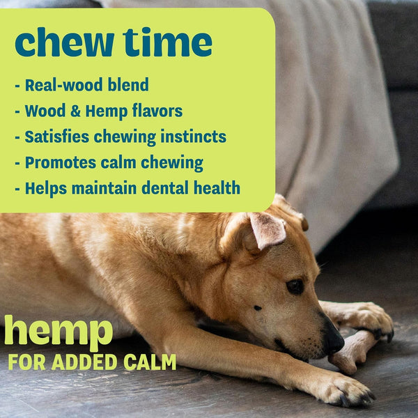Dogwood Calming Dog Chew Toy – Real-Wood Blend, Moderate Chewers, Medium, 7.5", 2-Pack (Natural & Hemp Flavors)3