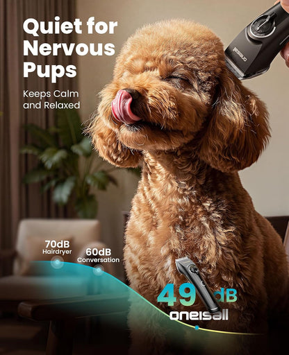 Oneisall Dog Clippers for Grooming Thick Heavy Coats | Low Noise,5 Blade Lengths,Detachable Blade,Fits Wahl'S 3379,3332-3339 Metal Guards,Long Battery Life,High-Speed,4 Guide Combs4