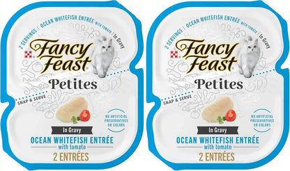 Purina Fancy Feast Petites Ocean Whitefish Entree with Tomato in Gravy Gourmet Wet Cat Food - (Pack of 12) 2.8 Oz. Tubs12