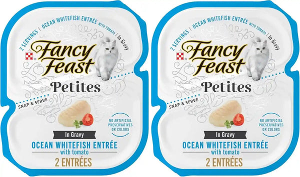 Purina Fancy Feast Petites Ocean Whitefish Entree with Tomato in Gravy Gourmet Wet Cat Food - (Pack of 12) 2.8 Oz. Tubs12