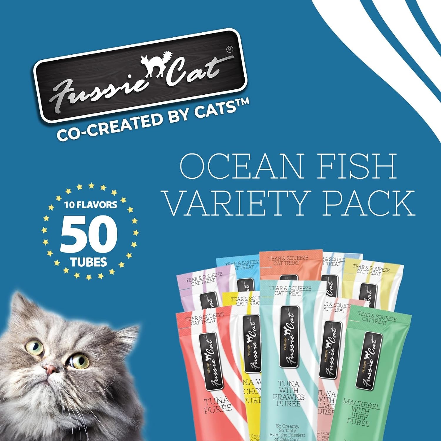 fussie-cat-0-5-ounces-each-50-tubes-ocean-fish-variety-10-flavors