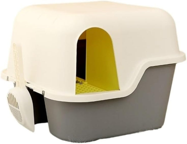 Pet Supplies, Enclosed Cat Litter Box with Lid & Scoop, Anti-Splash Hooded Tray, Easy Clean3
