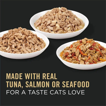 Purina Pro Plan High Protein Wet Cat Food Variety Pack, Complete Essentials Seafood Favorites - (2 Packs of 12) 3 Oz. Cans3