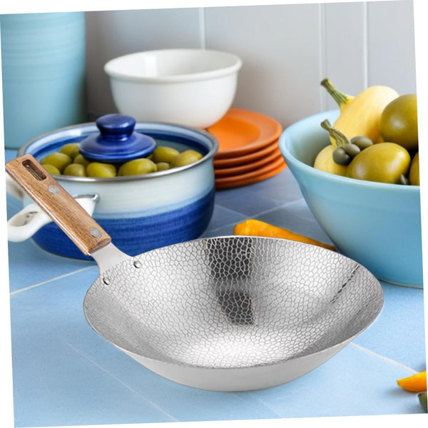 13.38 Inch Stainless Steel Kitchen Wok with Wooden Handle Multipurpose Stir-Fry Pan for Home and Restaurant Cooking Even Heat Distribution Easy to Clean8