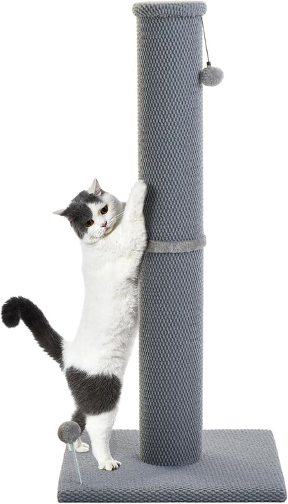 Cat Craft Cat Scratching Post Carpet Scratching Post 41" for Indoor Cats, Tall Cat Scratch Post, Carpet Cat Scratcher with Replaceable Toys, Sturdy Base, Large, Gray | 41In Tall Short Plush Scratch Post, Stable Base, Interchangeable Play Toys, for Indoor Cats to Avoid Furniture Scratching8