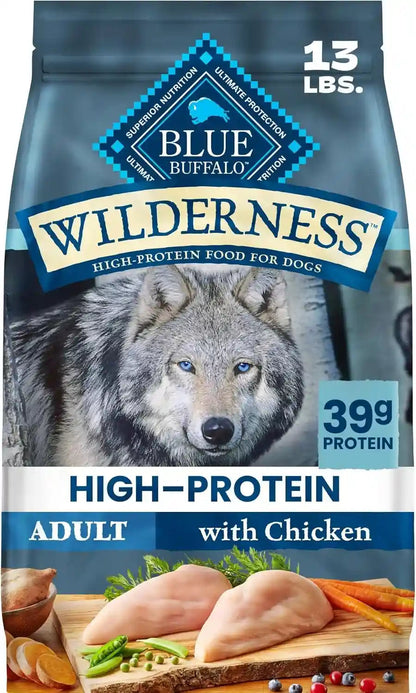 Blue Buffalo Wilderness Chicken Adult Dry Dog Food with Wholesome Grains + Antioxidant-Rich Fruits & Veggies, 39G Protein, Vibrant Energy for an Active Life, Made with Natural Ingredients, 28 Lbs.17