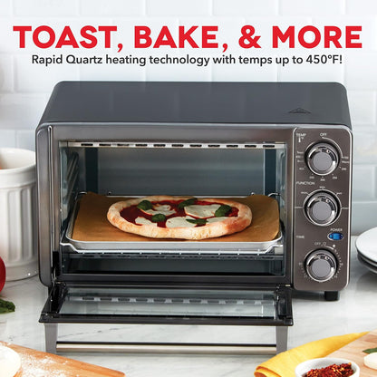 Express Toaster Oven - Space-Saving Countertop Design - Versatile Use with Adjustable Temperature Dial & Quick Heat-Up System - Dishwasher Safe Accessories - Bake, Broil & Toast - Black5