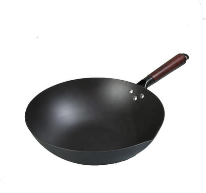 13.5 Inch Carbon Steel Wok – Pre-Seasoned Flat Bottom Stir Fry Pan with Honeycomb Nonstick & Rust-Resistant Nitriding Technology3