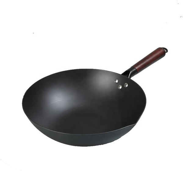 13.5 Inch Carbon Steel Wok – Pre-Seasoned Flat Bottom Stir Fry Pan with Honeycomb Nonstick & Rust-Resistant Nitriding Technology3