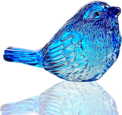Blue Glass Bird Figurine Crystal Animal Collectible Shelf Decor | Blue Glass Bird Figurine Crystal Animal Collectible Ornament for Bird Lovers Home Shelf Desk Office Display Gift1