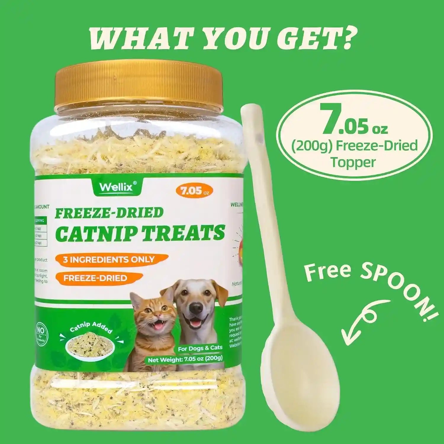 wellix-freeze-dried-catnip-dog-cat-food-topper-7-05oz-freeze-dried-cats-and-dogs-treats-with-egg-yolk-chicken-for-appetite-stimulant-low-calorie-catnip-treats