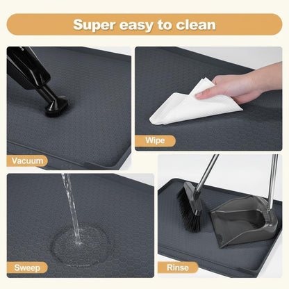 Cat Litter Mat, 24''X20'' Waterproof Silicone Litter Trapping Mat for Litter Box, Soft on Kitty Paws Non-Slip & Easy to Clean (Dark Grey)8
