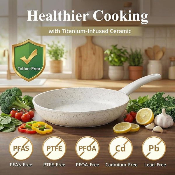 24Pcs Pots and Pans Set Non Stick,Titanium Ceramic Cookware Sets | with 8Qt Stockpot,Pfas-Free,Long-Lasting Nonstick,Easy to Clean,Induction Compatible,Fast & Even Heating,Complete Kitchen Set4